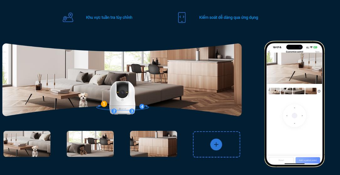 Camera Wifi Ezviz C6N G1 độ phân giải 4k 8MP, Quay quét 360 độ, Phát hiện chuyển động - Hàng chính hãng