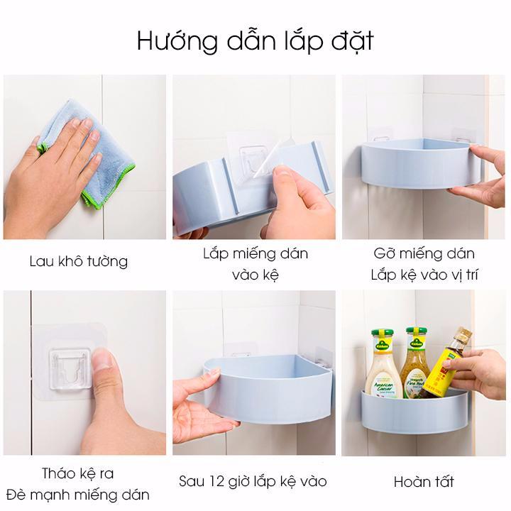 Combo 2 kệ dán góc tường nhà tắm, nhà bếp tiện dụng - màu ngẫu nhiên