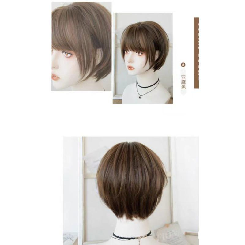 [Sẵn] Wig teen/lolita/cosplay TT002 tomboy màu nâu lưới hoa (tóc giả nguyên đầu ngắn) [Miu Cosplay]