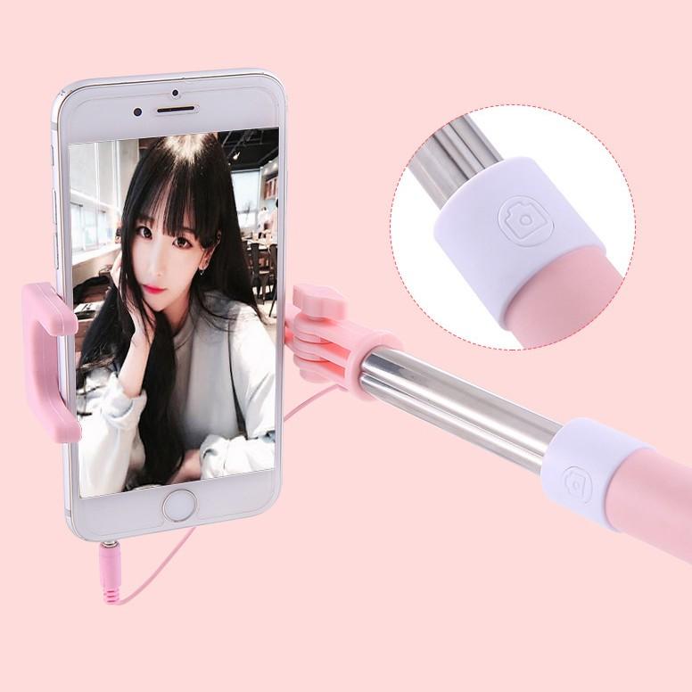 Gậy Chụp Ảnh Tự Sướng Selfie Stick Có Gương Kết Nối Cổng Tai Nghe 3.5mm