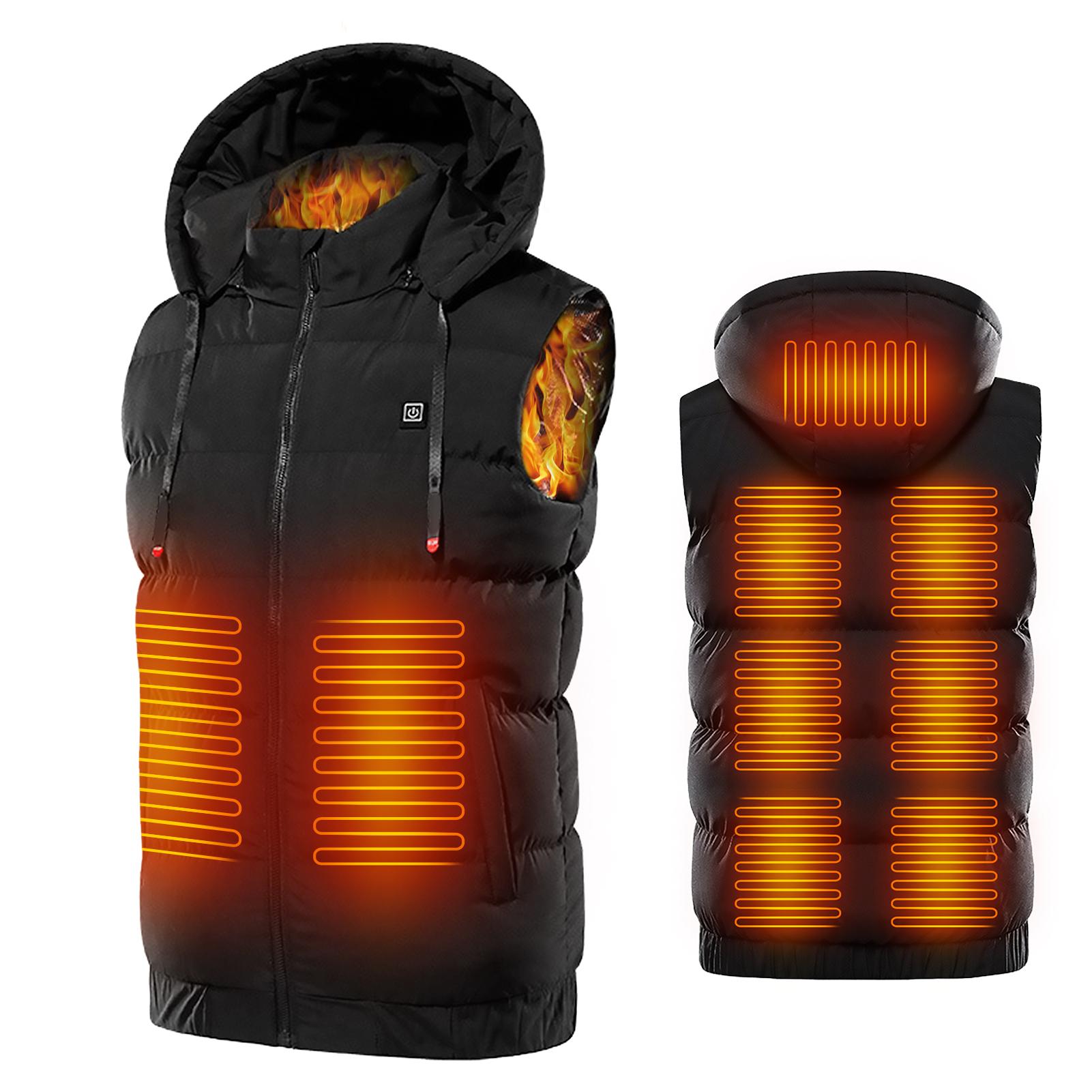 Áo Khoác Sưởi Ấm Unisex Với 9 Vùng Sưởi Chống Gió Ngoài Trời Có Mũ Có Thể Tháo Rời