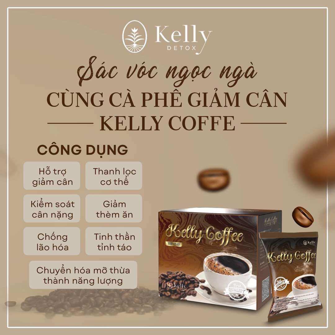 Kelly Detox Coffee (15 gói) - Cà Phê Hòa Tan Thơm Ngon Hỗ Trợ Giảm Cân Nhanh Mẫu Mới 2023 , Lấy Lại Vóc Dáng Thon Thả 