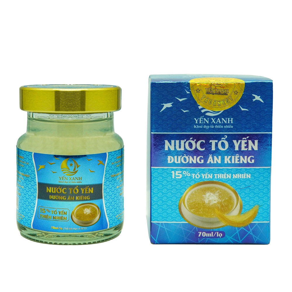 Nước tổ yến đường ăn kiêng 15% yến - Yến Xanh - Hộp 1 lọ x 70ml tốt cho người bị tiểu đường, người cần ăn kiêng