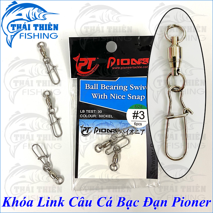 Khóa Bạc Đạn Pioneer, Mani Link Câu Cá Ball Bearing Swivel With Nice Snap
