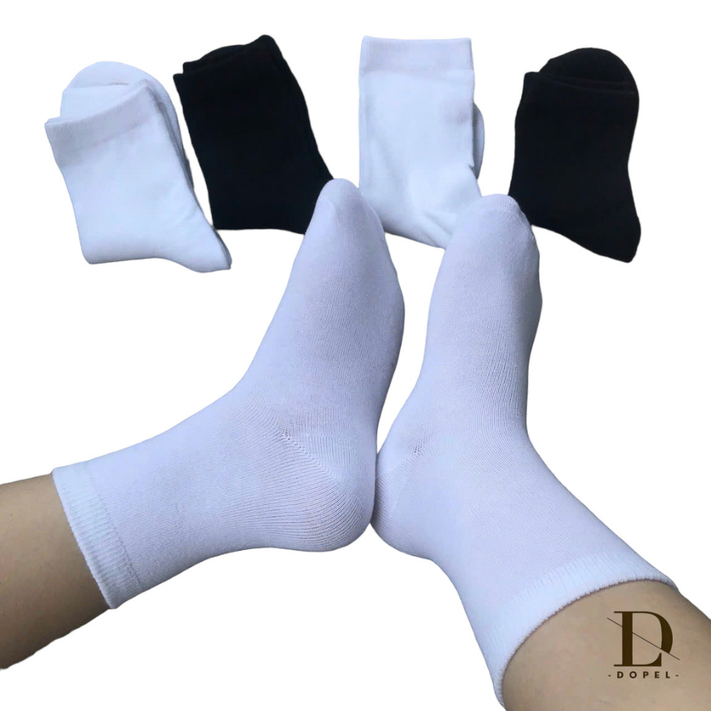 Vớ Tất Trắng Cổ Lửng 100% Cotton, Dày Dặn, Mềm, Không Dão