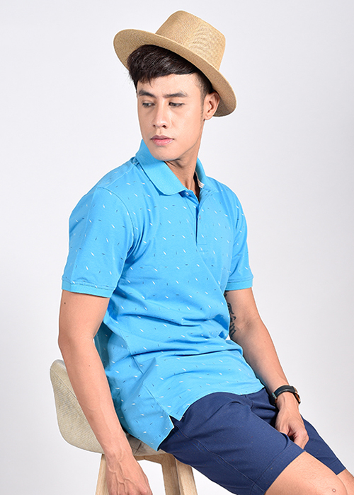 Áo Polo nam Novelty in họa tiết phối bo dệt trơn màu NATMHTMCSR181122NXL