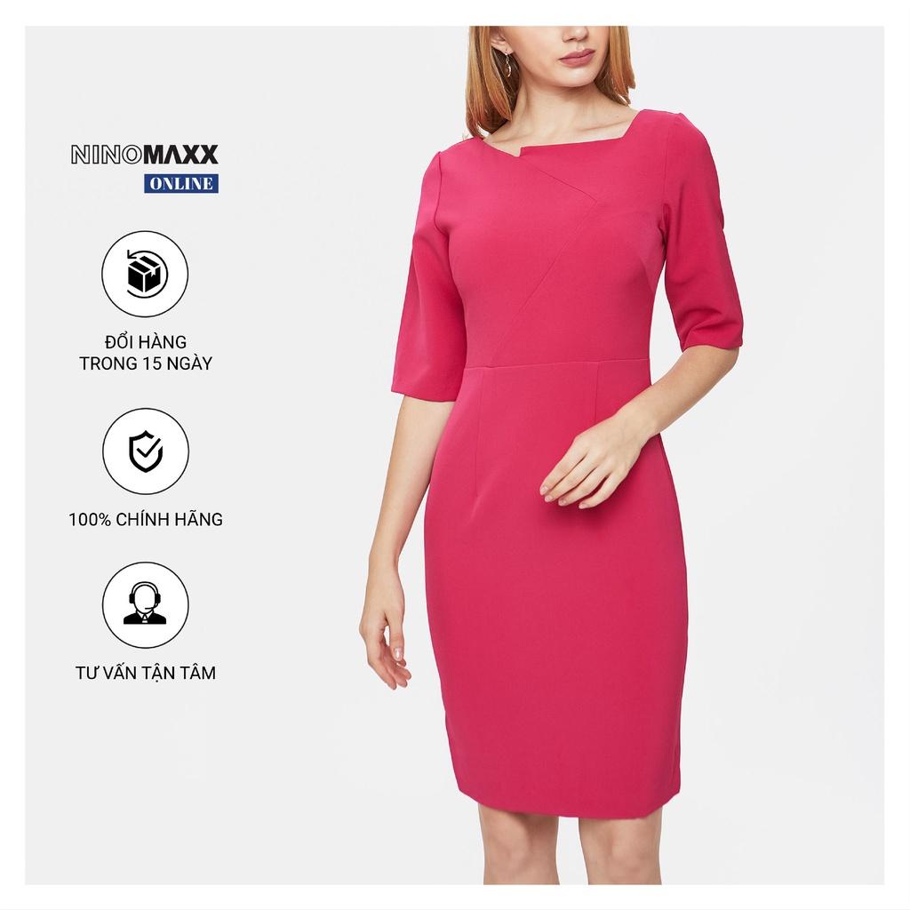 N&amp;M Đầm nữ tay lửng màu hồng đậm 100% cotton 1810062