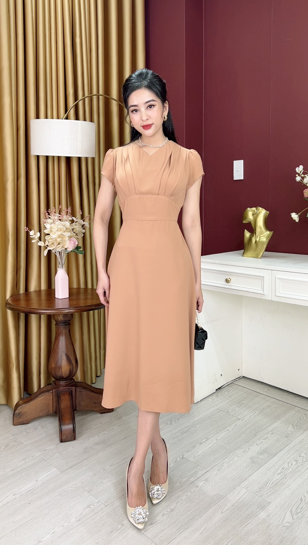 Đầm Trung Niên [ Linh Trà ] (TM 684) Bigsize Màu Sắc Trẻ Trung Tươi Sáng Họa Tiết Sang Trọng Đi Làm Đi Tiệc Cho Bà Cho Mẹ