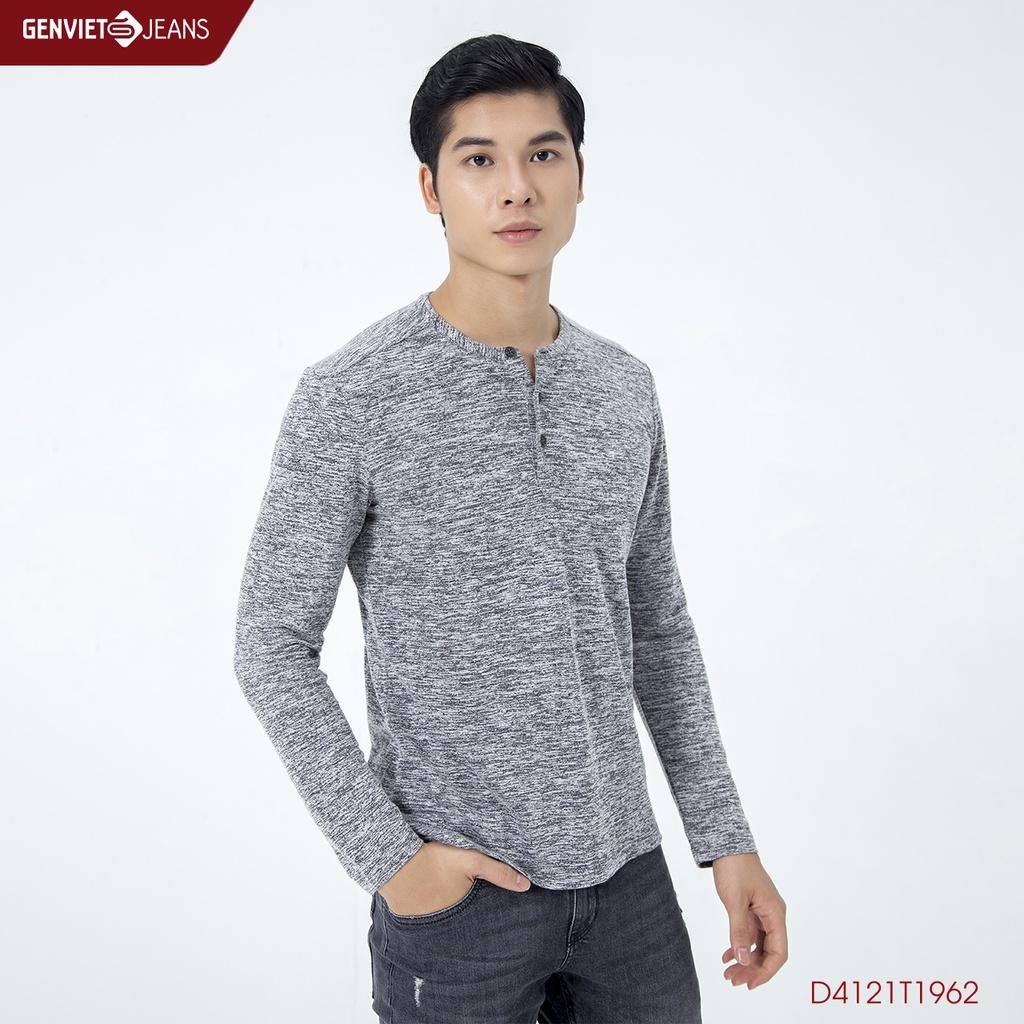 Áo Thun Nam Dài Tay Cổ Bổ Trụ GENVIET D4121T1962