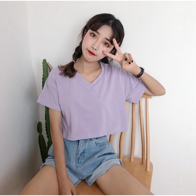 Áo croptop, áo croptop nữ cổ tim đẹp thời trang chất vải thoáng mát thoải mái ACN003