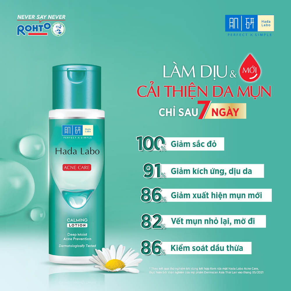 Dung dịch dưỡng ẩm Hada Labo Acne Care Calming Lotion dành cho da dầu mụn, da nhạy cảm 170ml