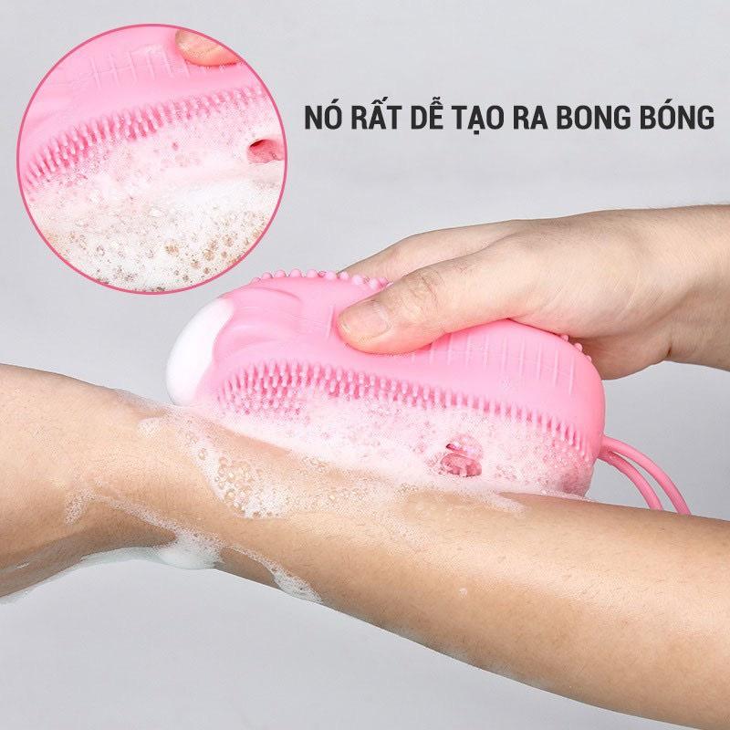 Bông Tắm Silicon Tạo Bọt 2 Mặt Siêu Mềm Massage Có Dây Treo Bông Tắm Hình Chuột