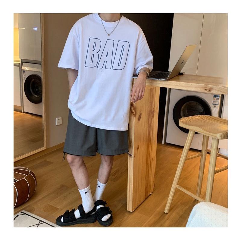 Áo thun tay lỡ BAD trước ngực dáng rộng unisex
