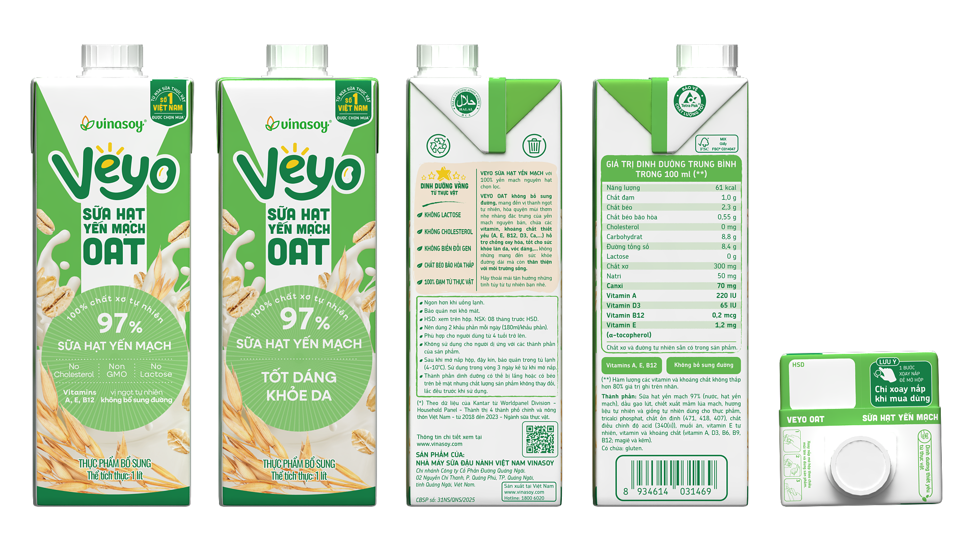 Thùng Veyo sữa hạt yến mạch (10 hộp x 1 Lít)