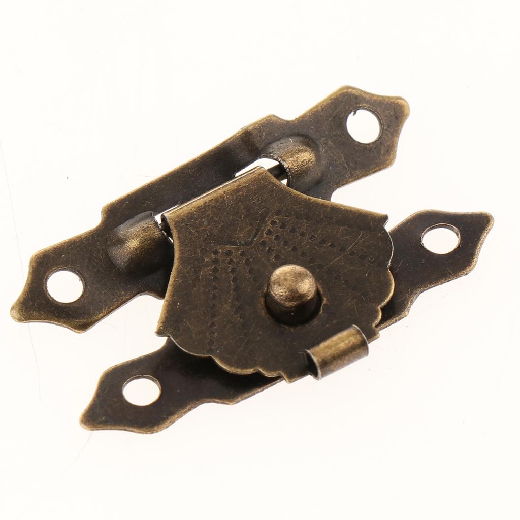 2x12pcs Wooden Box Buckle Triangle Flower Metal Hasp Latch Buckle Brown