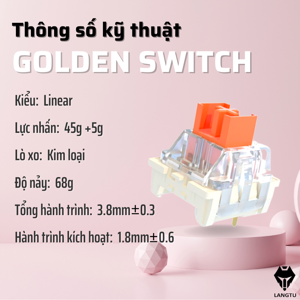 Trục Switch Lẻ Golden - Silver Langtu Thay Nóng Cho Bàn Phím Cơ Được Lube Sẵn Hàng Chính Hãng