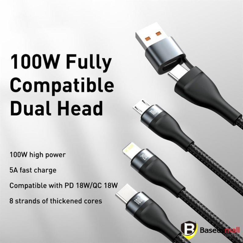 Baseus -BaseusMall VN Cáp sạc nhanh 3 đầu Baseus Flash Series 3 in 1 Plus