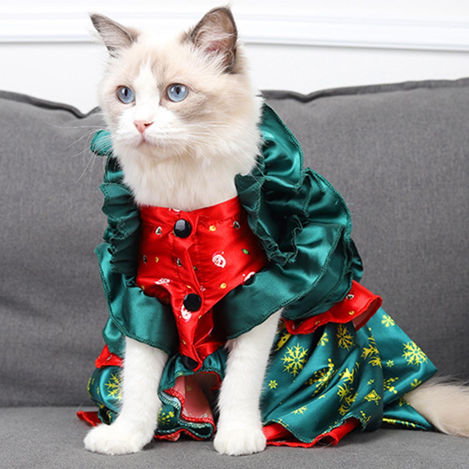 Pet Christmas Costume with Big Bowknot, Cosplay Dress Holiday Decor, Xmas Tree Costume Dress, Party Dress up Clothes