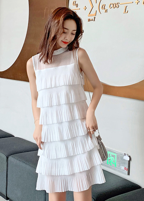 Đầm Suông Nữ Xếp Tầng - Dq17250 - Trắng - S