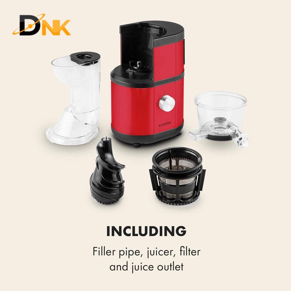 Máy Ép Trái Cây Chậm Klarstein Fruitberry Slow Juicer 400W, Red - CAM KẾT HÀNG NHẬP KHẨU CHÍNH HÃNG BỞI DNK