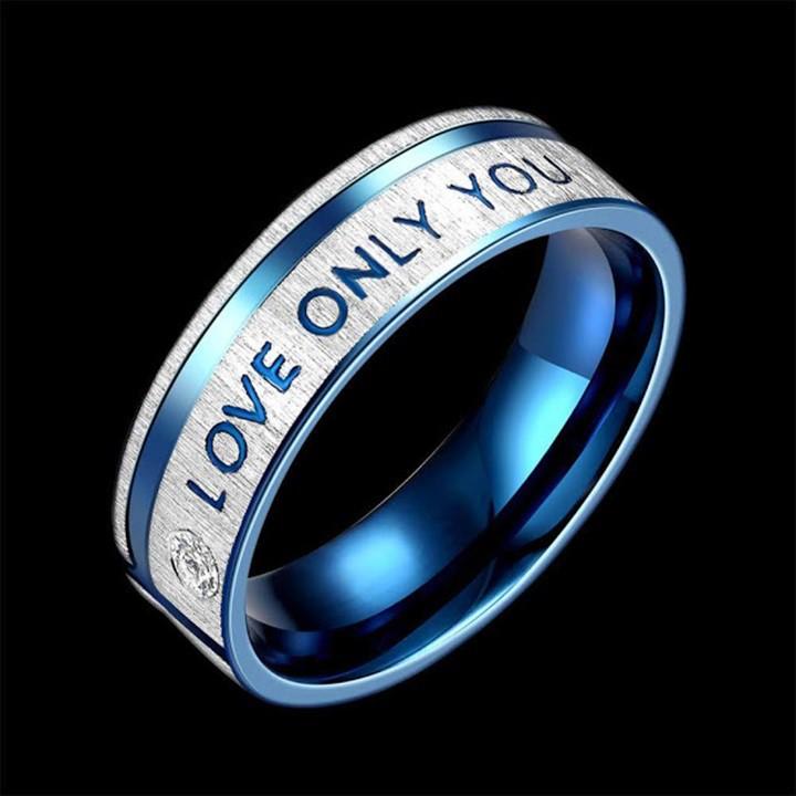 Nhẫn inox xanh sọc Love only you - Giá 1 chiếc