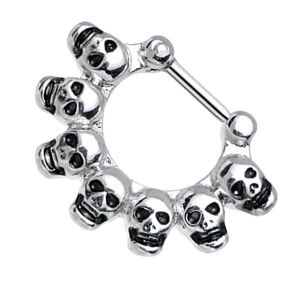 16 Gauge Silver Skull Nose Septum Clicker Nipple Rings Body Piercing Jewelry