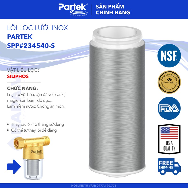 Bộ Tiền Xử Lý Nước PARTEK P4540-PT-S Siliphos Loại Bỏ Cặn Đá Vôi, Cặn Canxi, Độ Đục, Chống Bám Cặn... - Hàng Chính Hãng