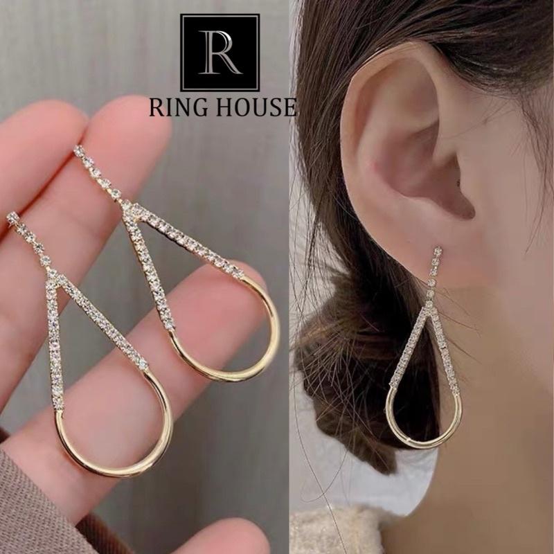 Khuyên Tai Bông Tai Nữ Thiết Kế Giọt Nước Viền Ngọc