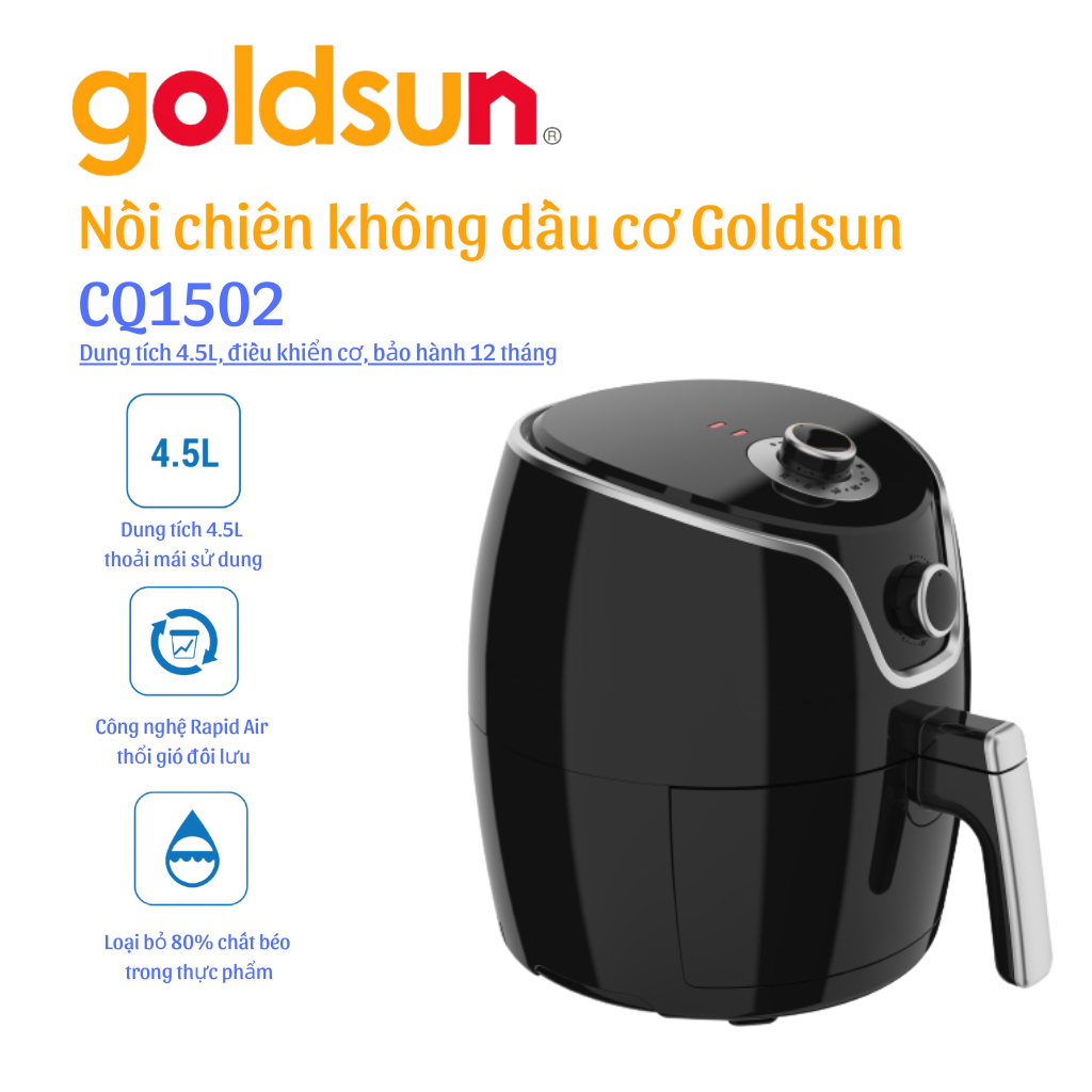 Nồi Chiên Không Dầu Cơ Goldsun CQ1502 (4.5L) - Hàng Chính Hãng