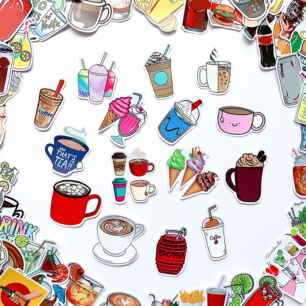 Sticker Drinks Chủ Đề Cà Phê Trà Sữa Đồ Uống Cute Ngẫu Nhiên Chất Lượng Cao Chống Nước