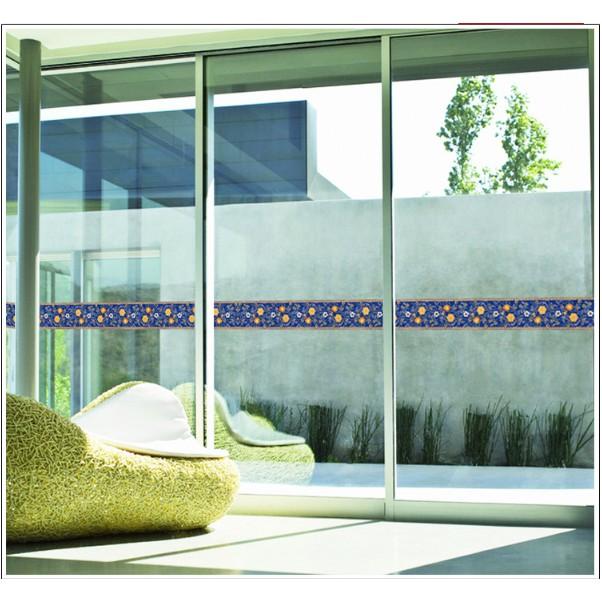 Decal trang trí viền tường Hoa Văn Xanh đậm A.H