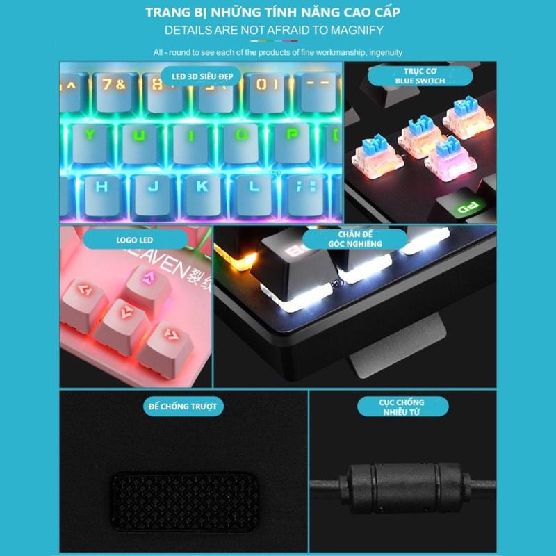 Bàn Phím Cơ Chuyên Game-Bàn Phím Cơ Máy Tính K550 Pro Led RGB -Blue Switch Có 10 Chế Độ Màu -BH 3 THÁNG-Giao hàng nhanh