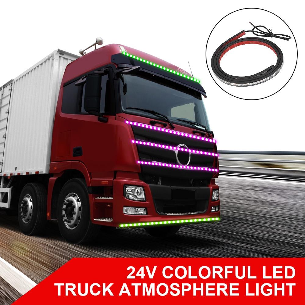 24V LED Colorful String lights RGB LED Strip Waterproof Decorative Light for Car for Truck for Van Roof Led Lights Decoration with 3M Sticker Flexible LED Strip Easy install 1m 1.2m 1.5m 1.8m 2m 2.4m