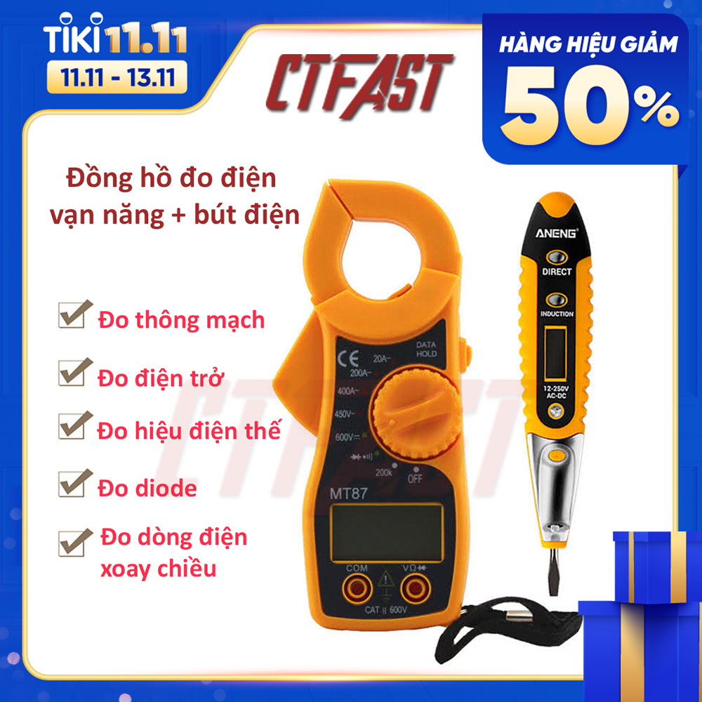 Đồng Hồ Đo Điện Vạn Năng Ampe Kìm + Bút Thử Điện Cảm Ứng Đa Chức Năng CTFAST An Toàn Tiện Dụng