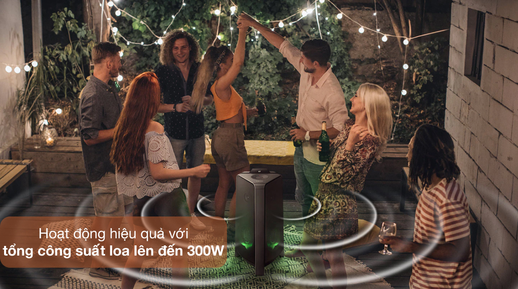 Loa tháp Samsung MX-T40 - 300W 2.0; Bass Booster; LED DJ; Kết nối 10 loa; Bluetooth + USB + 3.5mm- Hàng chính hãng