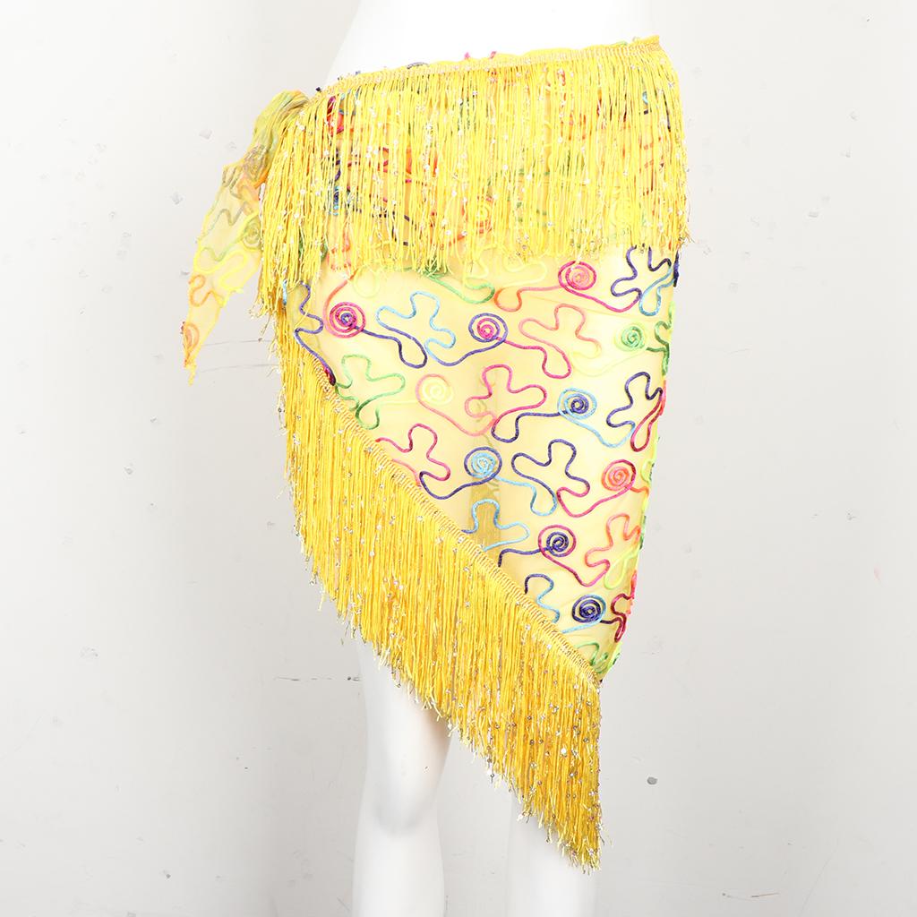 Tassel Mesh Net Indian Belly Dancing Hip Scarf Skirt Waist Wrap Chain for Women