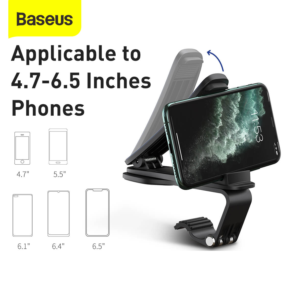 Giá đỡ điện thoại dạng kẹp ngang trên xe ô tô hiệu Baseus Big Mouth Pro Car Mount iPhone, Samsung, Oppo, Xiaomi, Huawei, Nokia (chế độ xoay 360 độ, vật liệu metal cao cấp, thiết kế nhỏ gọn, dùng cho điện thoại 4.7 đến 6.5 inch) - hàng nhập khẩu