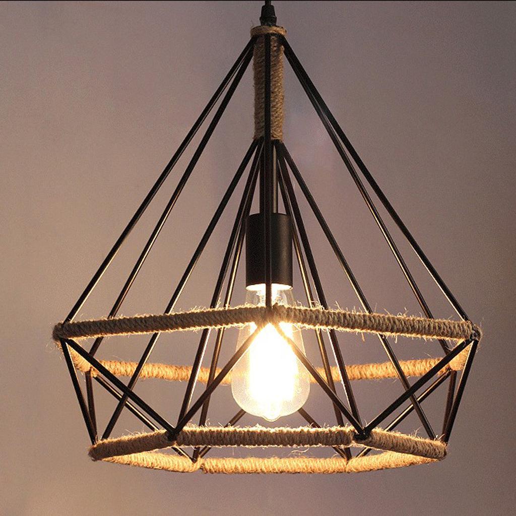 Vintage Black Metal Iron Ceiling Pendant Lampshade Hanging Chandelier Light