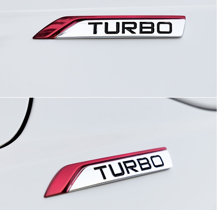 Bộ 2 mang cá kim loại chữ TURBO trang trí xe