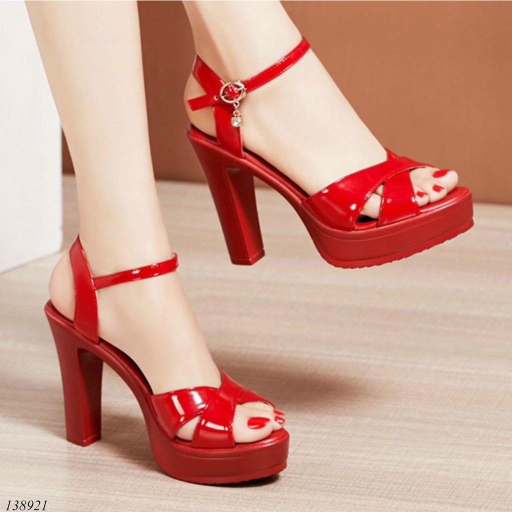 Giày sandal đế xuồng nữ 10cm,giày xăng-đan da cao gót cô dâu quai chéo gót cao 10 phân nhiều màu siêu nhẹ