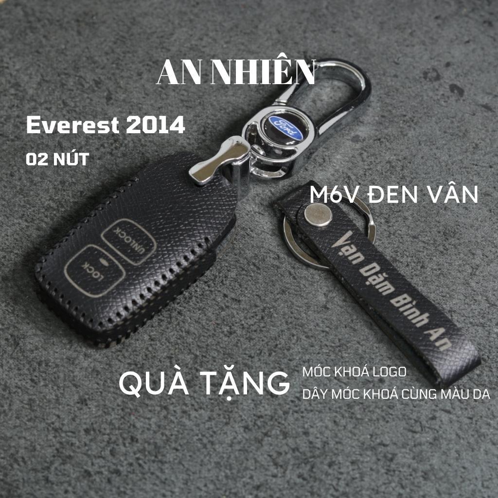 Bao da dành cho móc khoá bọc ốp chìa khóa xe ô tô Ford Everest 2005 - 2014, da bò, nhiều màu, khâu thủ công FordLock