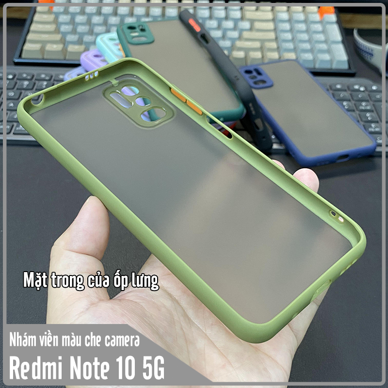 Ốp lưng cho Xiaomi Redmi Note 10 5G nhám viền màu che camera
