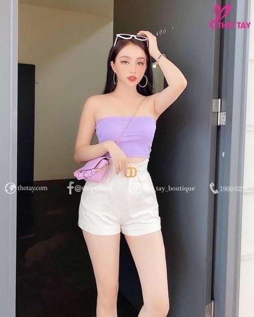 Áo ống thun gân croptop