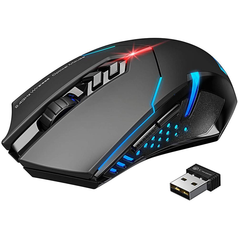 VicTsing PC066 Chuột Chơi Game Không Dây Độc Đáo Silent Click RGB Thở Backlit 2400 DPI Công Thái Cầm 7 Nút Chuột