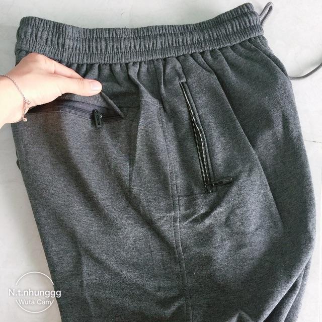 Quần nỉ nam trung niên quần măc nhà hàng chất đep size to túi khoá ống suông