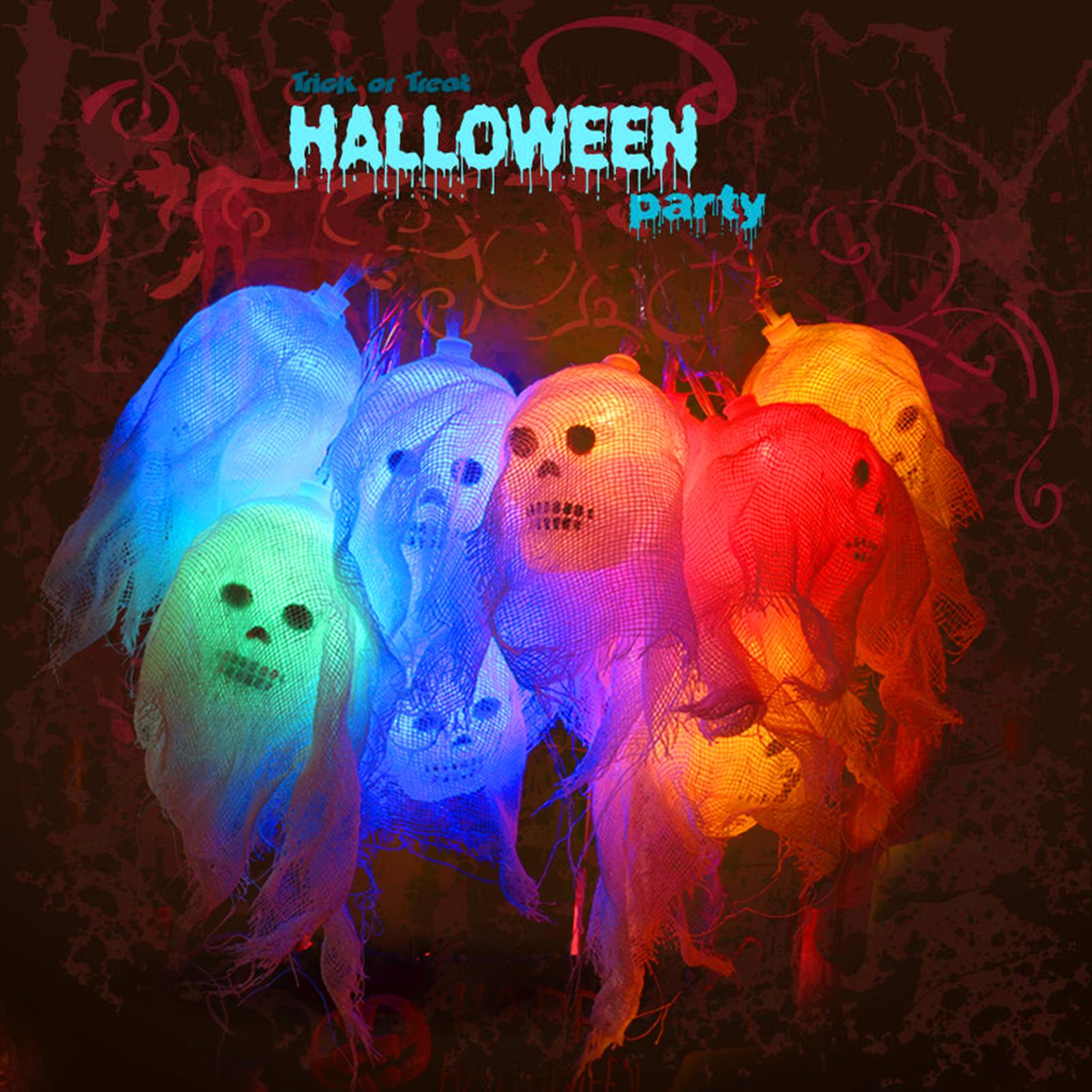 Vật Trang Trí Chùm Đầu Lâu Có Đèn Led Trang Trí Halloween