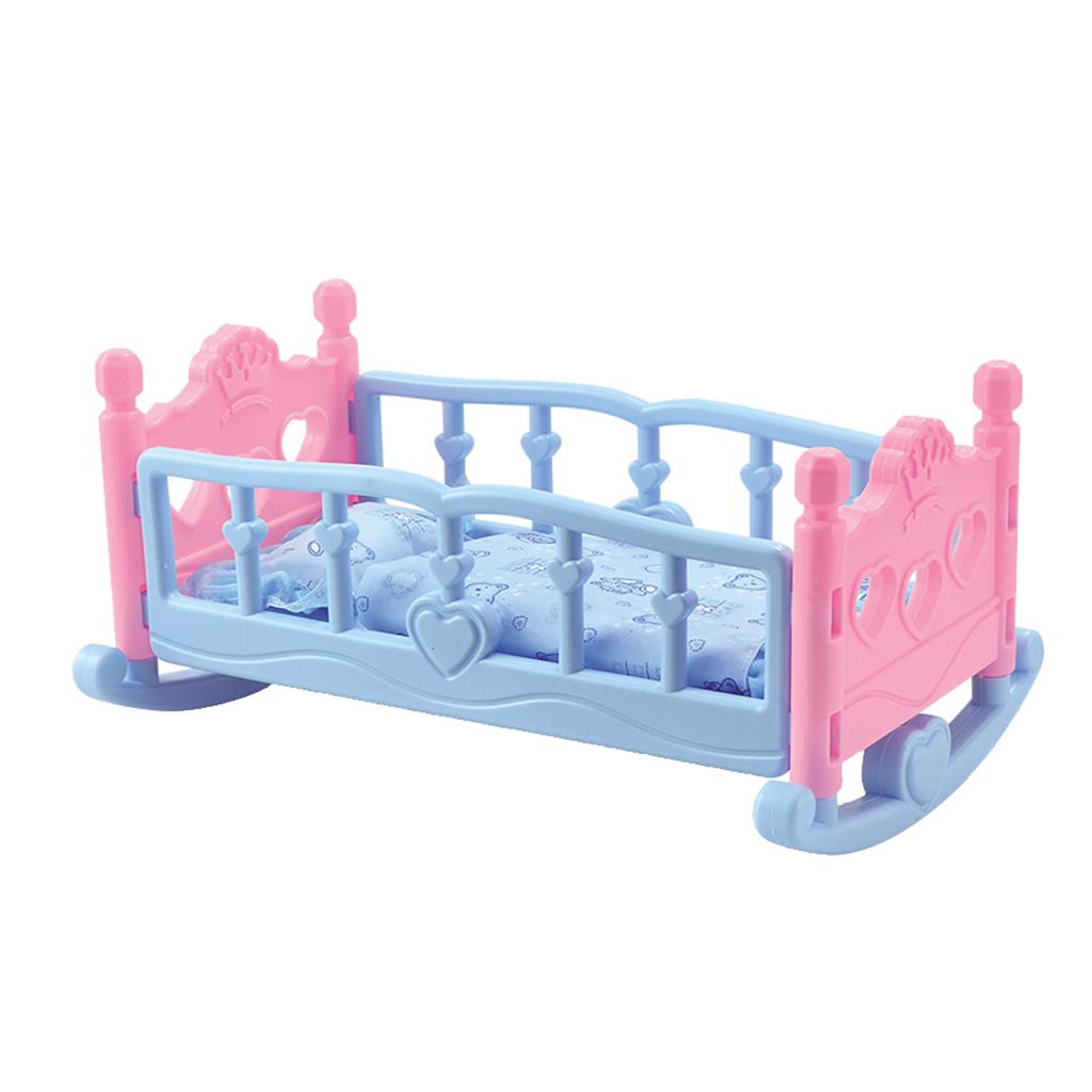 Doll Bed Doll Cradle Doll Furniture, Doll Bed Fits American Dolls, Includes Mattress & Quilted Bedding, 14.57 x 9.44 x 7.09 inch