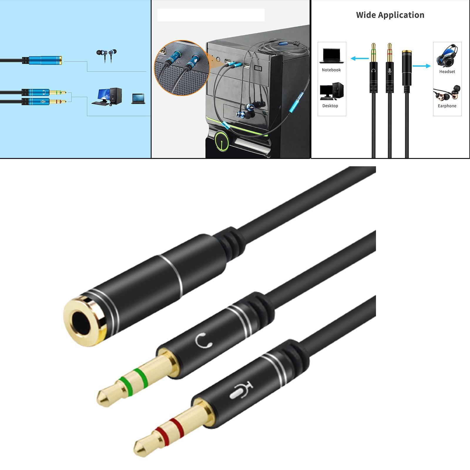 Splitter Audio Cable 0.3M Stereo Cables for Microphone PC