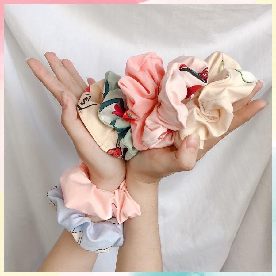 Dây buộc tóc Scrunchies họa tiết ngộ nghĩnh siêu kute dễ thương
