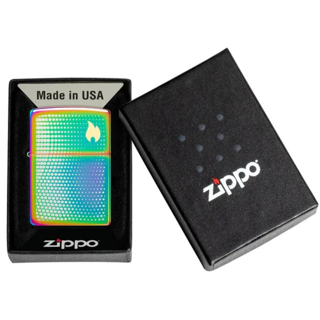 Bật Lửa Zippo Chính Hãng Mỹ Dot Matrix Design Ánh Cầu Vồng 7 Màu - Khắc Laser Họa Tiết Chấm Bi, Màu Lóng Lánh Đổi Màu, Chống Gió, Bảo Hành Trọn Đời